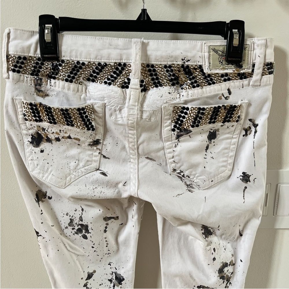 Robin’s Jean Marilyn Low Rise Splattered Studded Straight Leg Jeans 30 - Picture 10 of 16